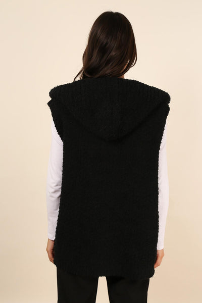 Adriene sleeveless hooded cardigan black
