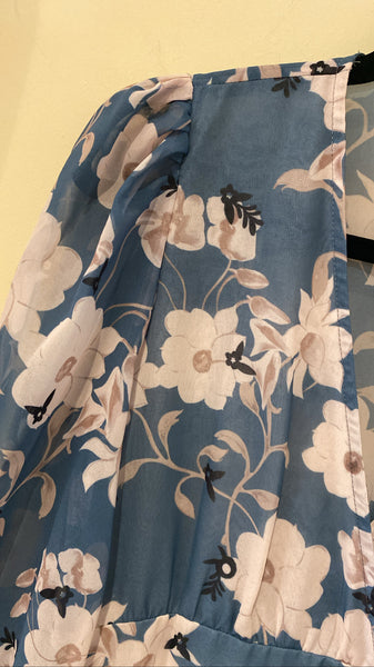 Blue floral dress long sleeve