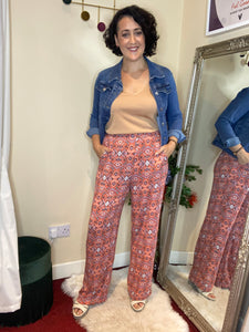 Denise cotton print trousers ONLY SIZES 10 & 16 LEFT