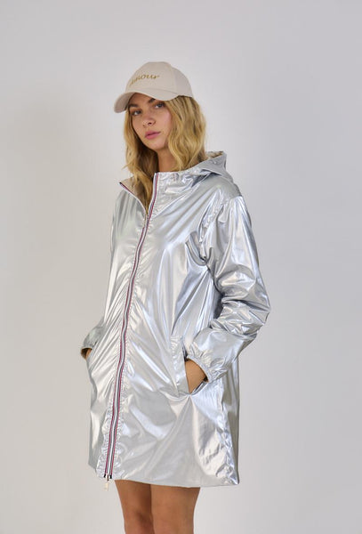 Kennedy reversible raincoat silver and beige