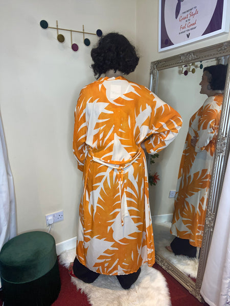 Lena orange print kimono