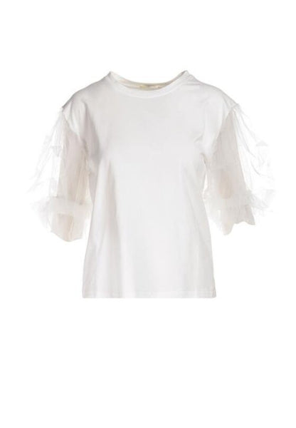 Lucie sheer puff sleeve white top