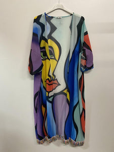 Melanie kimono abstract face print (style 1)