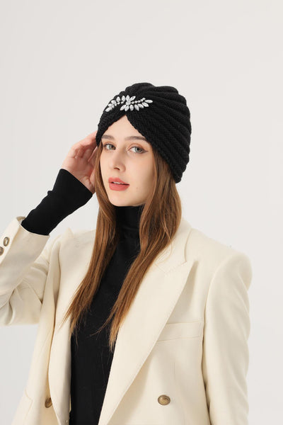 Mona embellished knit beanie black