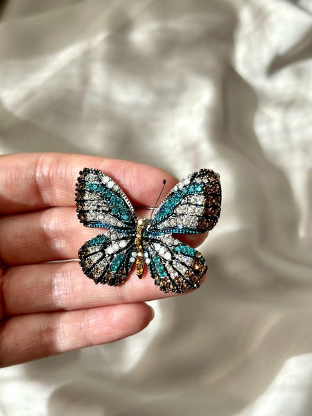 Neassa blue butterfly brooch