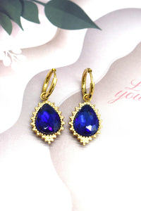 Sofia blue drop huggie earrings
