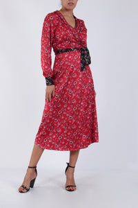 Emma Red Floral Print Wrap Dress