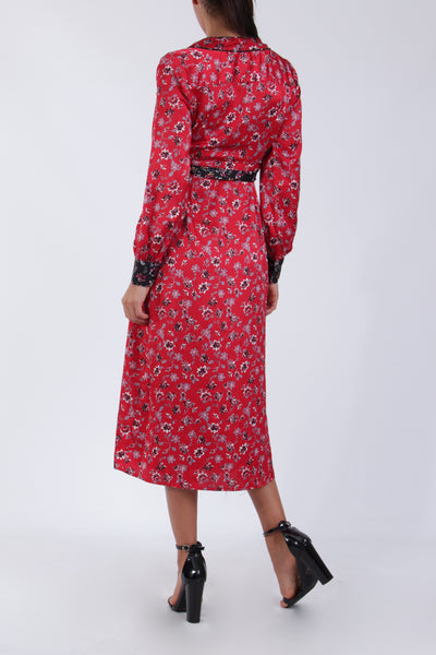 Emma Red Floral Print Wrap Dress