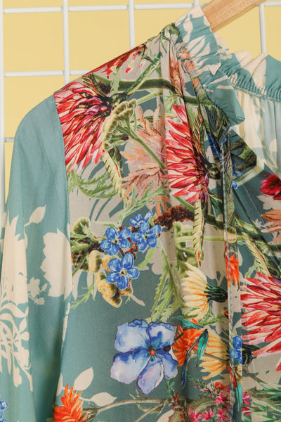Adaline Floral Detail Midi Dress Cyan