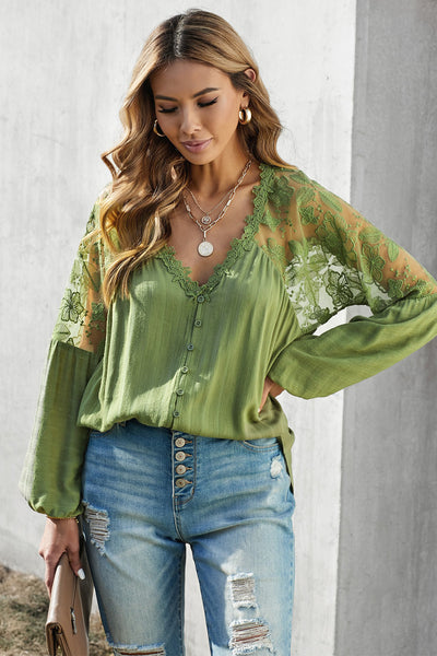 Addalyn green lace top ONE LEFT SIZE 10-12