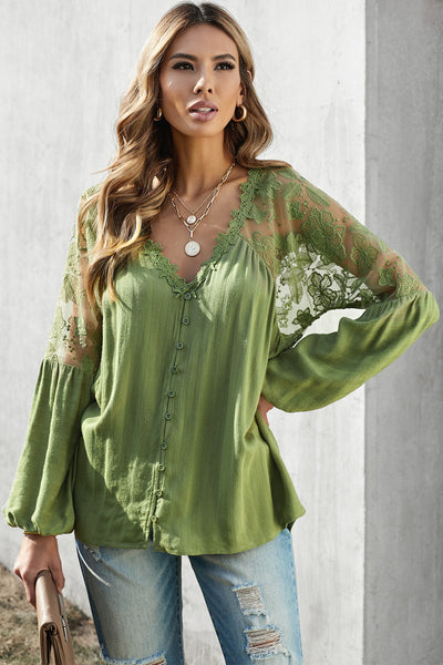 Addalyn green lace top ONE LEFT SIZE 10-12