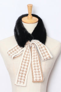 Agatha Black Faux Fur Collar with Tie Detail