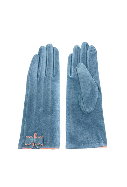 Anne Bow Gloves Sky Blue
