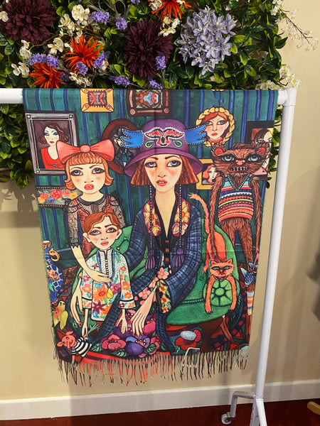 Art scarf portrait print