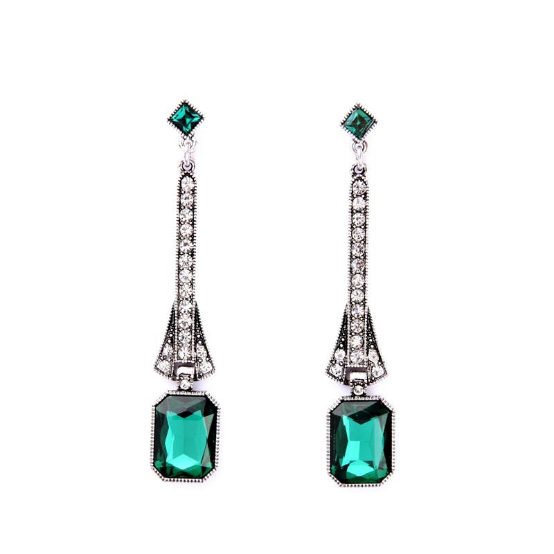Aurora Art Deco Emerald Earring