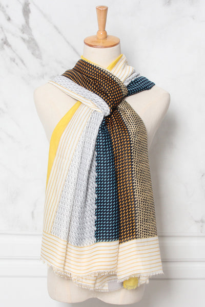 Beatrice beige and yellow print scarf