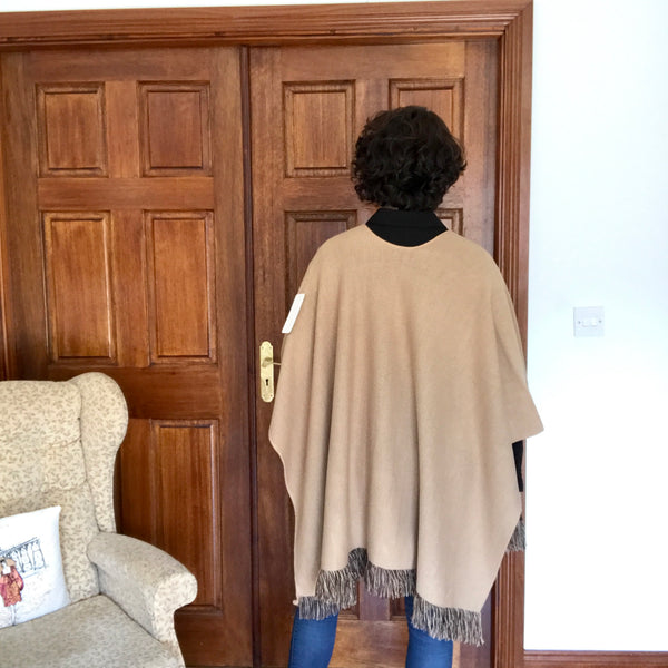 Reversible Poncho Camel and Chocolate