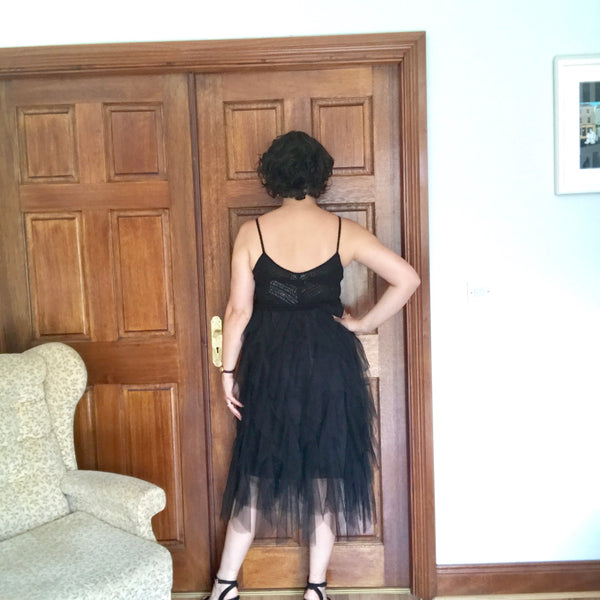 Helena Mesh Tiered Dress Black