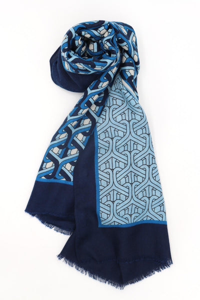 Blake blue and navy loop print scarf