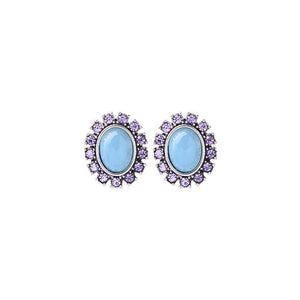 Blue with Lilac Oval Gem Earring