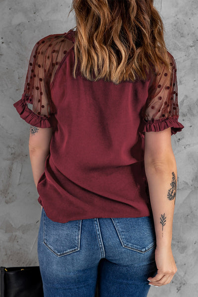 Britta sheer sleeve burgundy top ONE SIZE SMALL LEFT
