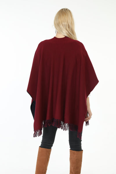 Reversible Poncho Burgundy and Navy