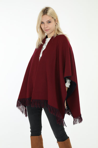 Reversible Poncho Burgundy and Navy