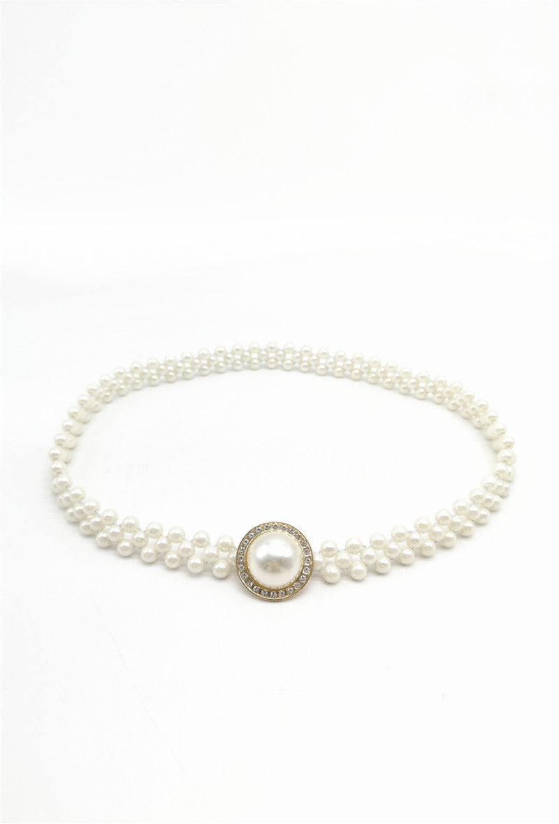 Cala pearl stretch belt with centre pearl