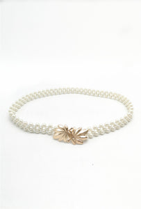 Cala pearl stretch belt with leaf detail