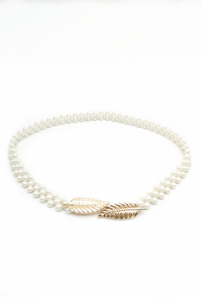 Cala pearl stretch belt with leaves