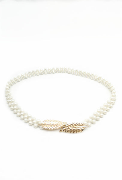 Cala pearl stretch belt with leaves