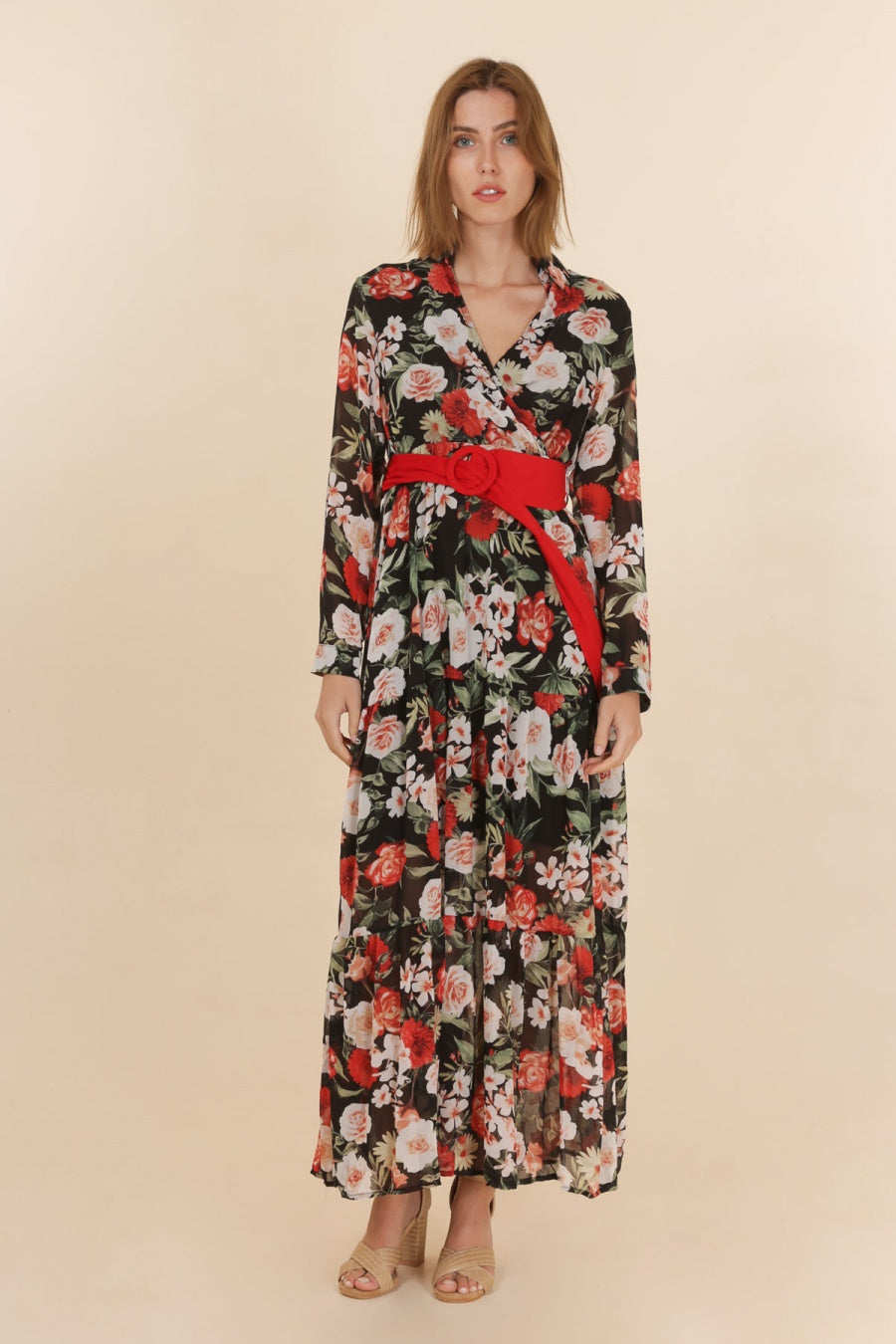 Camila black and red floral maxi ONLY SIZE 10 LEFT