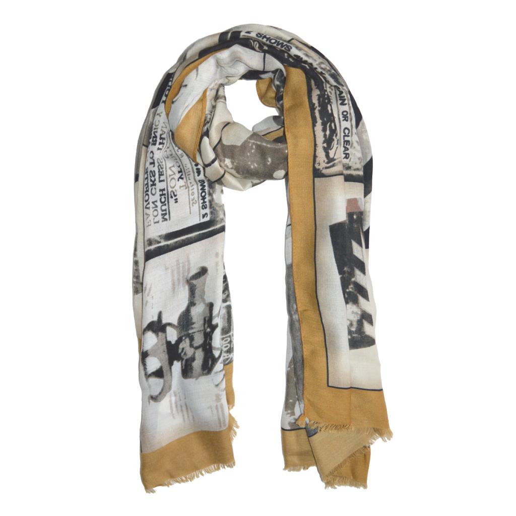 Cannes Print Scarf in Mustard
