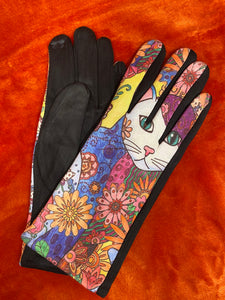Cat print gloves