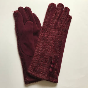 Charlotte Wool Mix Burgundy Gloves