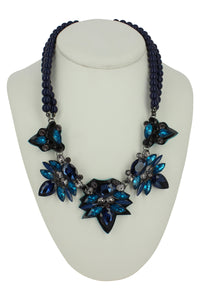 Cheryl Navy Bead Necklace with Blue & Teal Stones