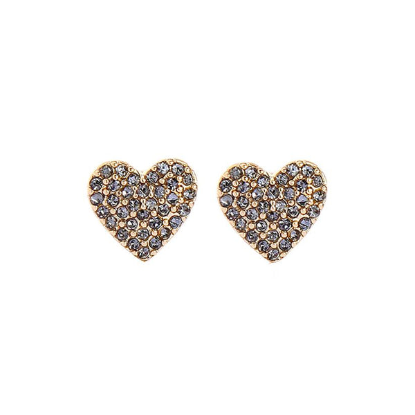 Chloe Gold Heart Earring with Pewter Crystals