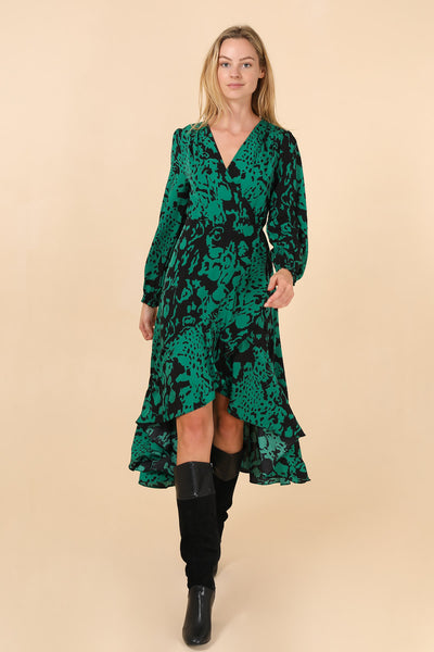 Clarice Green Wrap Dress