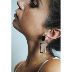 Harper Claw Silver & Black Gem & Crystal Earring
