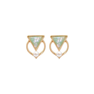 Colleen Resin Triangle and Pearl Hoop Earring