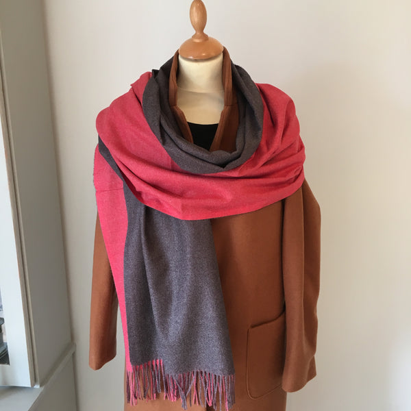 Coral Reversible Light Cashmere Feel Scarf