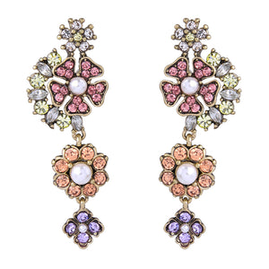 Crystal Gem and Pearl Flower Earring