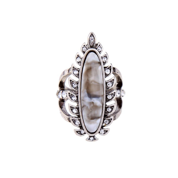 Elena White Marble Crystal Ring