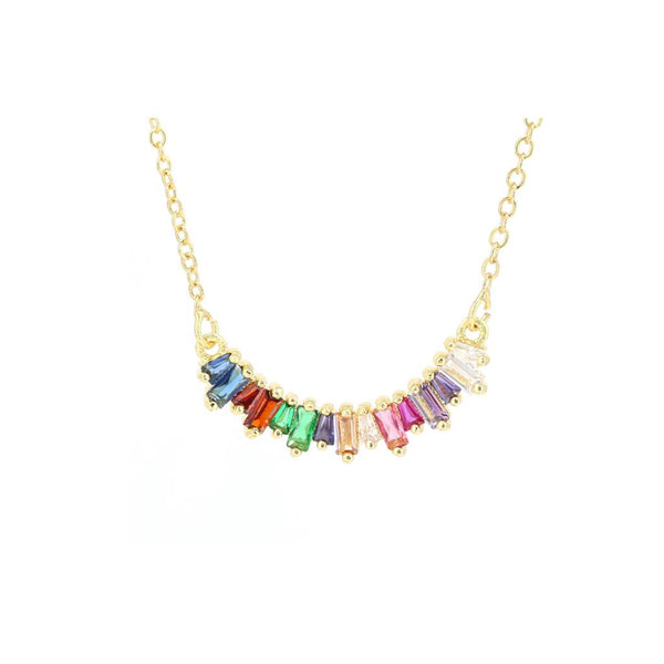 Holly Multi Colour Cubic Zirconia Crystal Arc Necklace