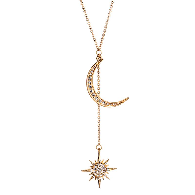 Marie Crystal Moon and Drop Star Necklace