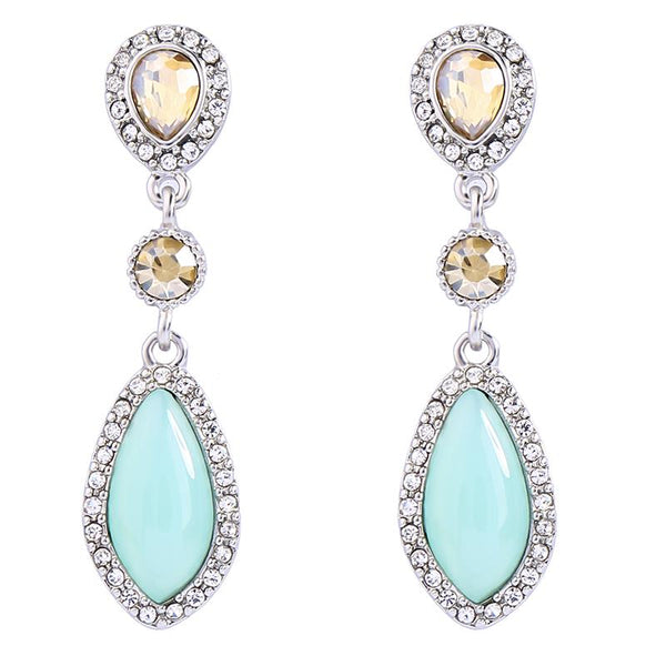 Mariana Mint & Silver Crystal Teardrop Earring