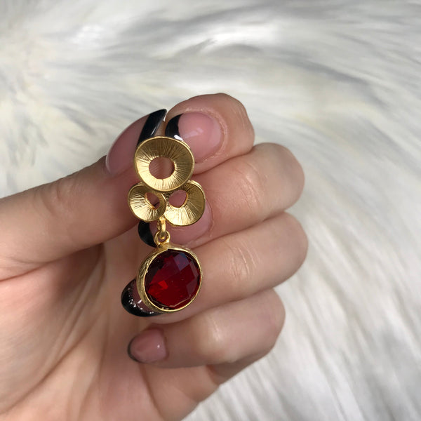 Deanna Gold and Red Drop Earring