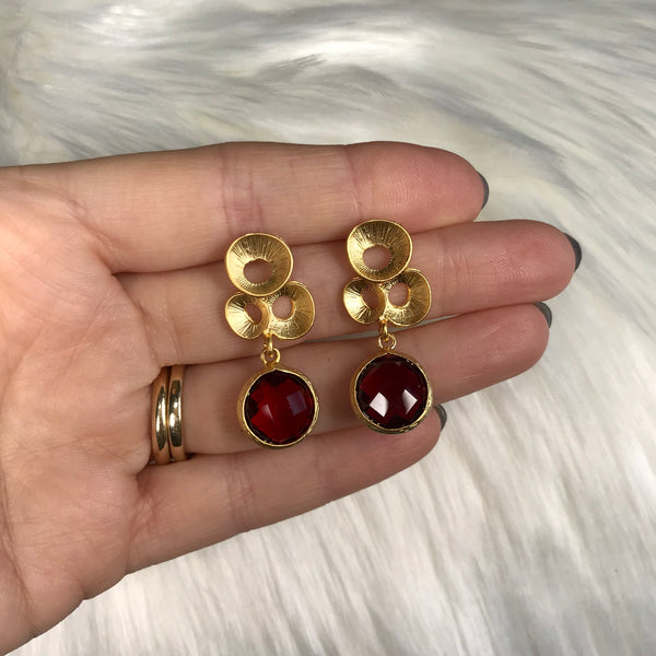 Deanna Gold and Red Drop Earring