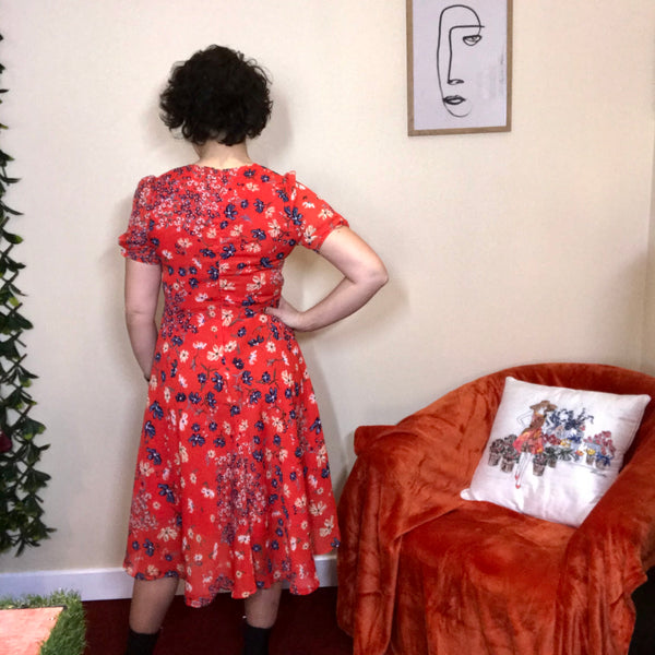 Debra Red Print Tea Dress
