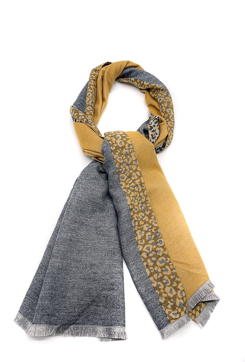 Delia Animal Print Scarf Mustard